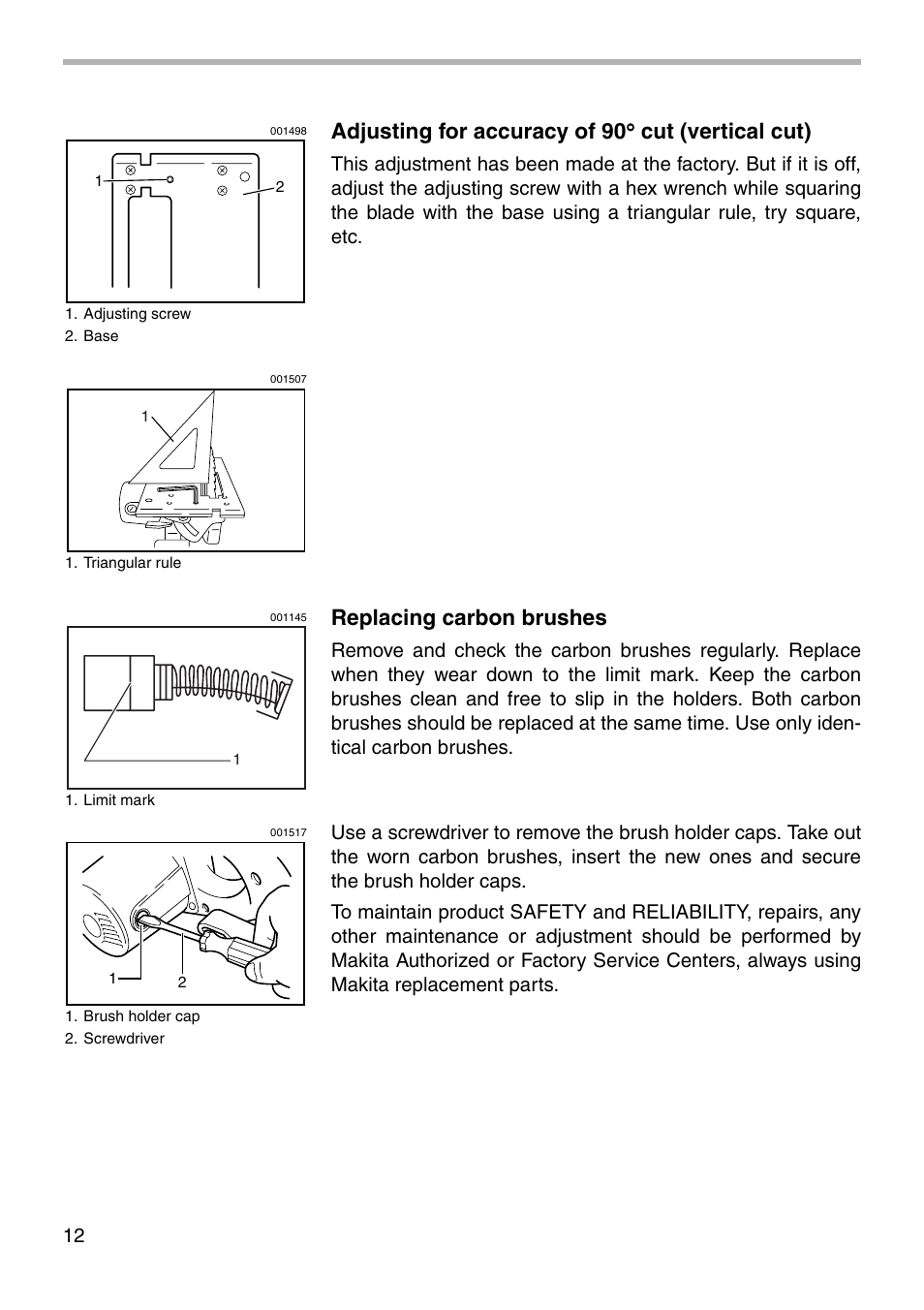 Replacing carbon brushes | Makita 5037NB User Manual | Page 12 / 20