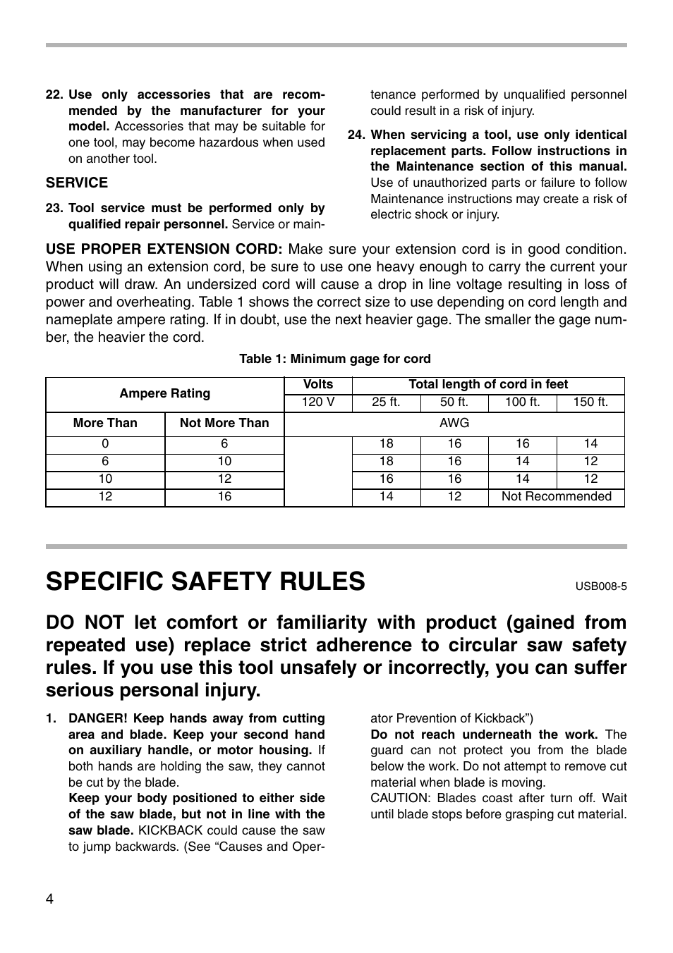 Specific safety rules | Makita 5037NB User Manual | Page 4 / 20