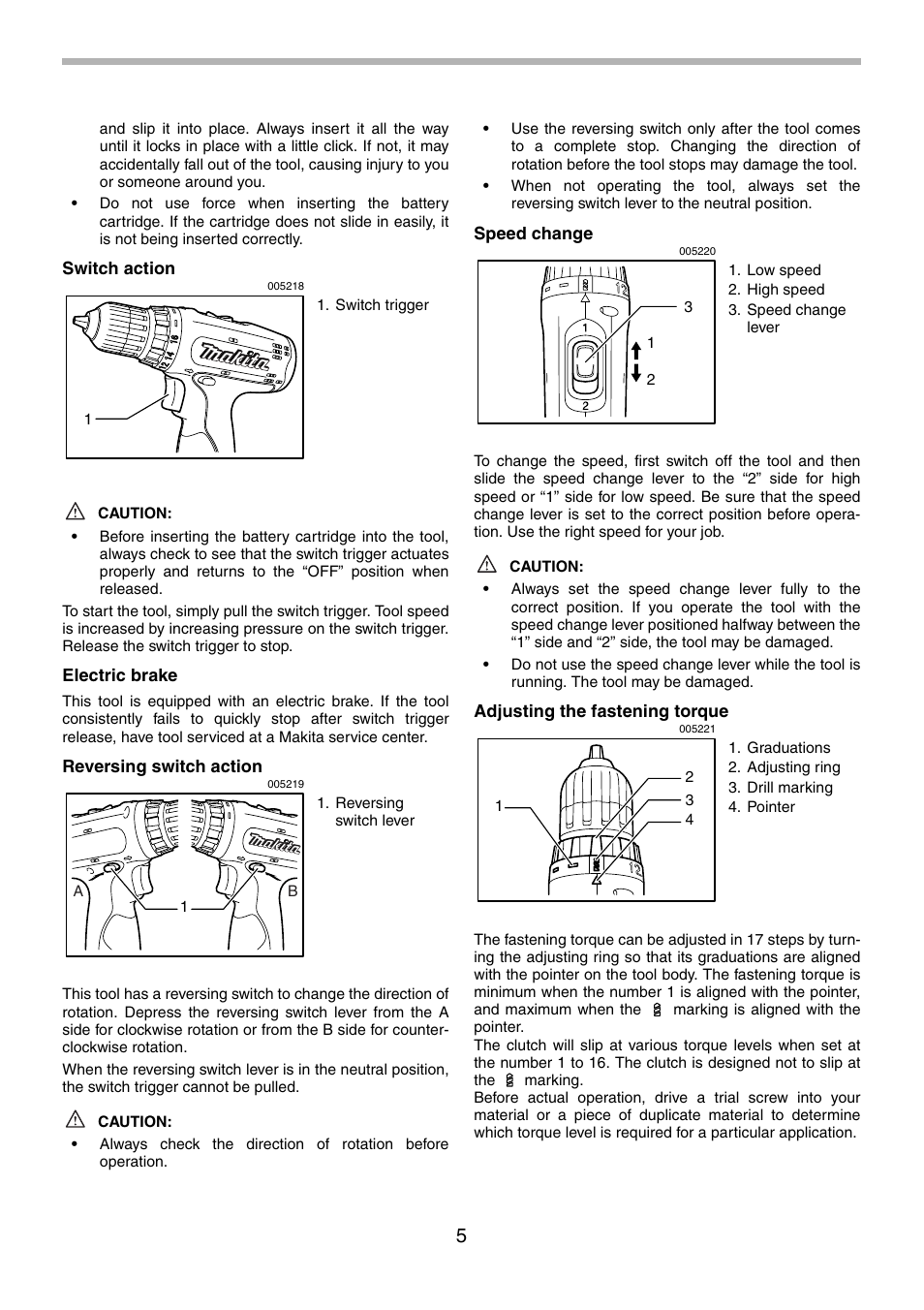 Makita 6260D User Manual | Page 5 / 24