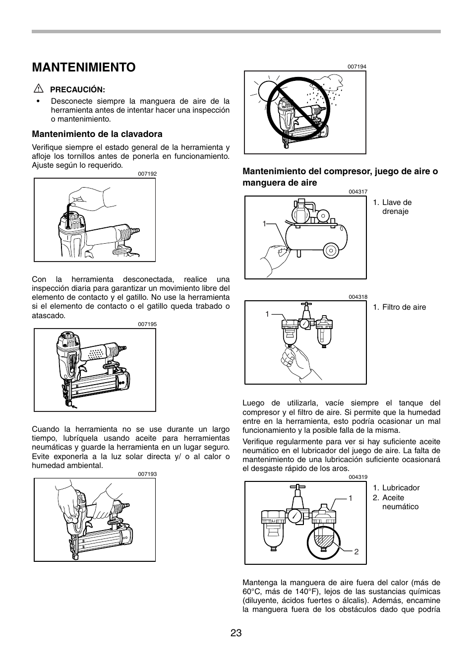 Mantenimiento | Makita AF505 User Manual | Page 23 / 28