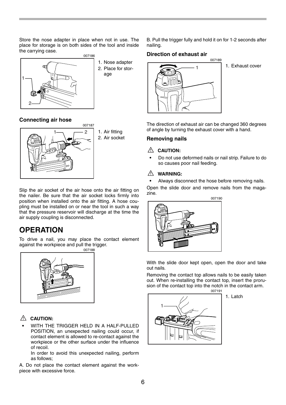 Operation | Makita AF505 User Manual | Page 6 / 28