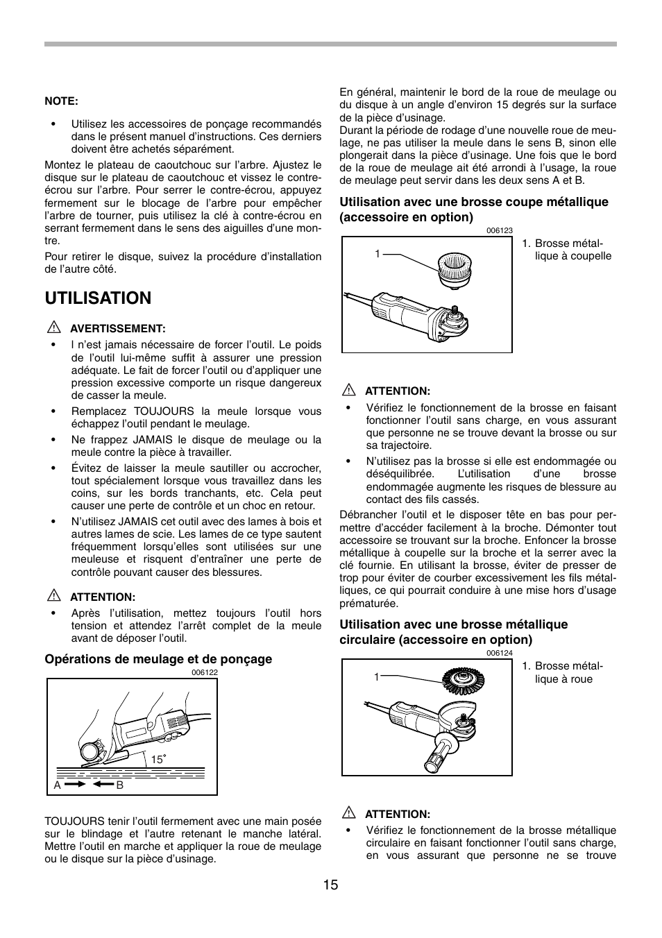 Utilisation | Makita 9556PB User Manual | Page 15 / 28