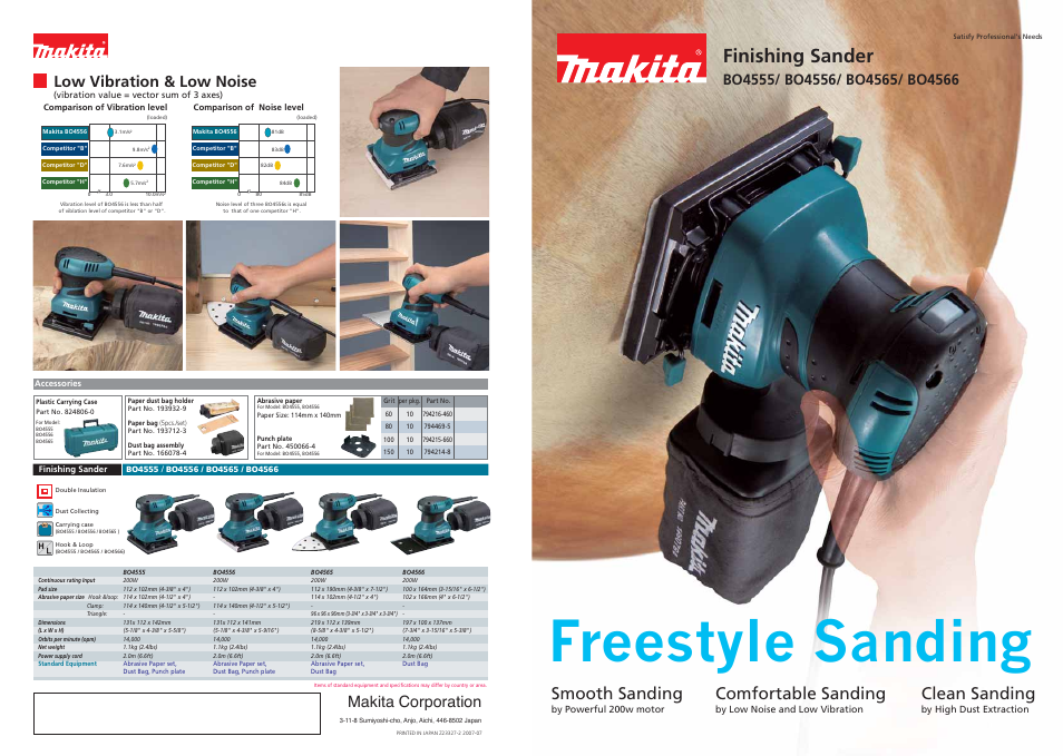 Makita BO4555 User Manual | 2 pages