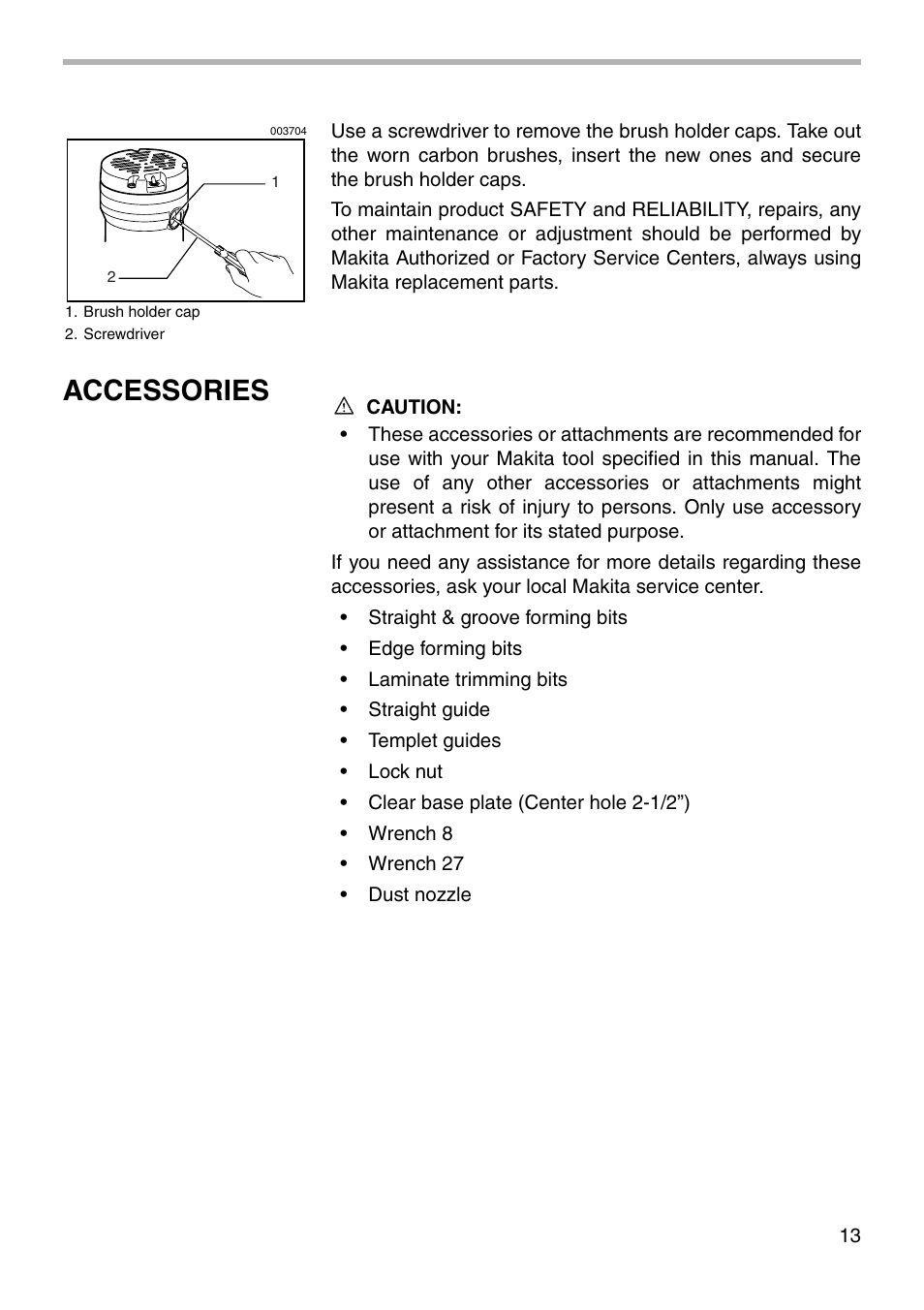 Accessories | Makita RP1101 User Manual | Page 13 / 20
