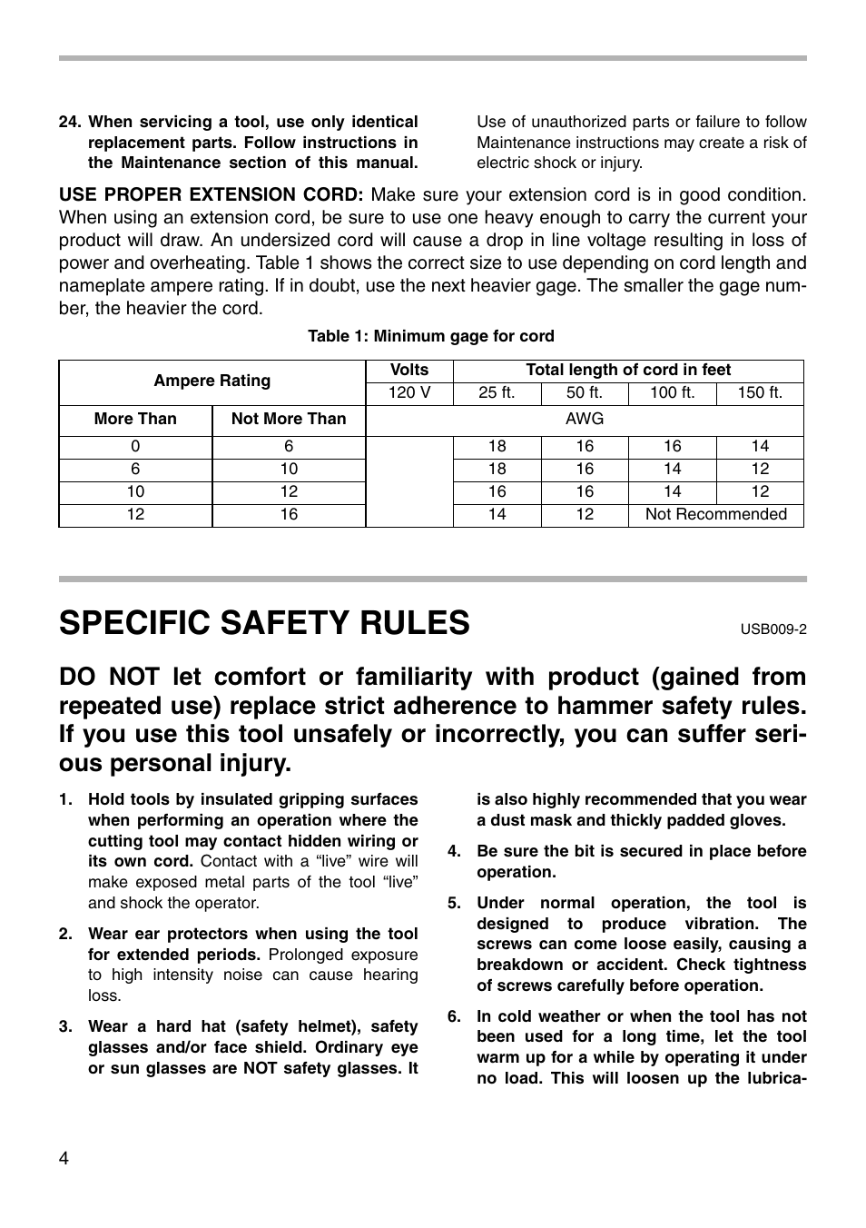 Specific safety rules | Makita HM1100C User Manual | Page 4 / 16