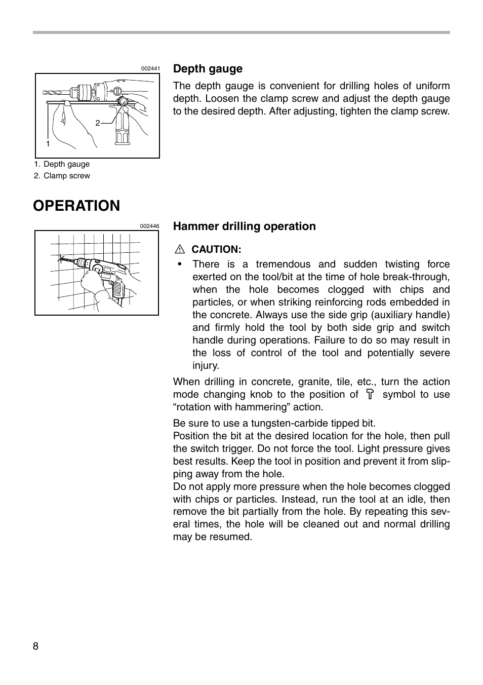 Operation | Makita NHP1030 User Manual | Page 8 / 16