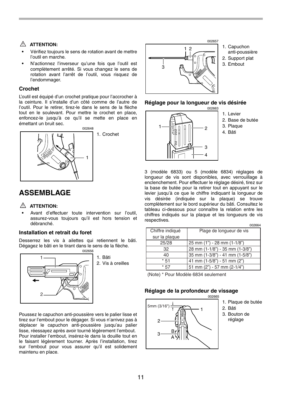 Assemblage | Makita 6834 User Manual | Page 11 / 24