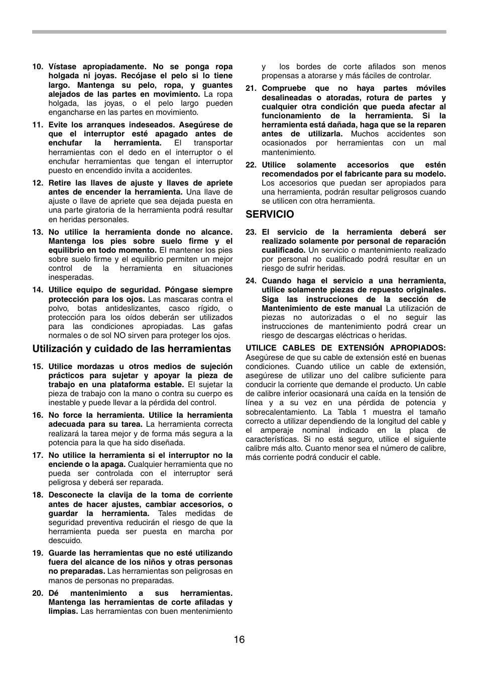 Utilización y cuidado de las herramientas, Servicio | Makita 6834 User Manual | Page 16 / 24