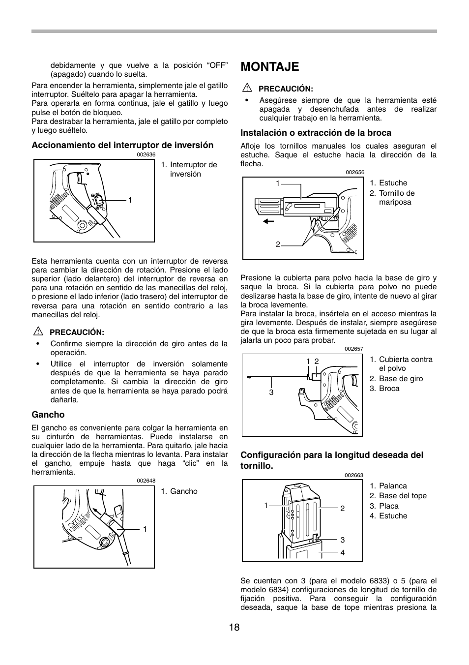 Montaje | Makita 6834 User Manual | Page 18 / 24