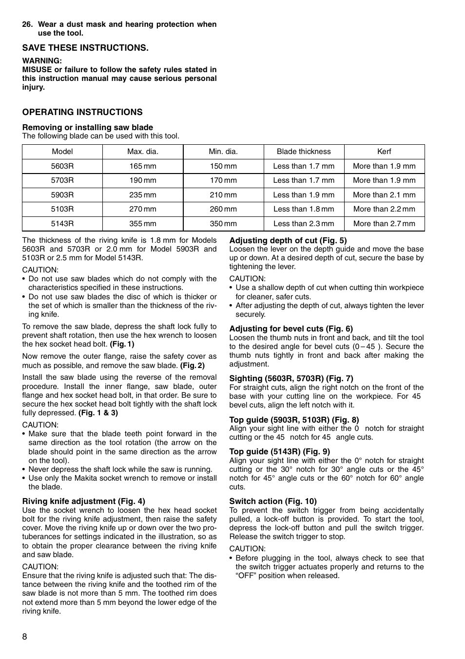 Makita 5603R User Manual | Page 8 / 27