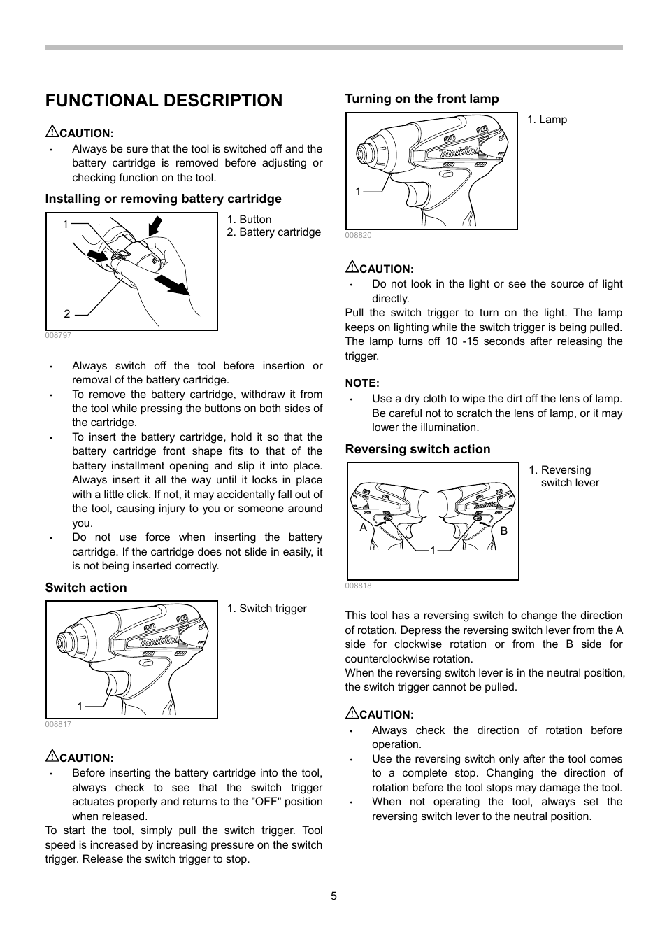 Functional description | Makita TD090D User Manual | Page 5 / 12