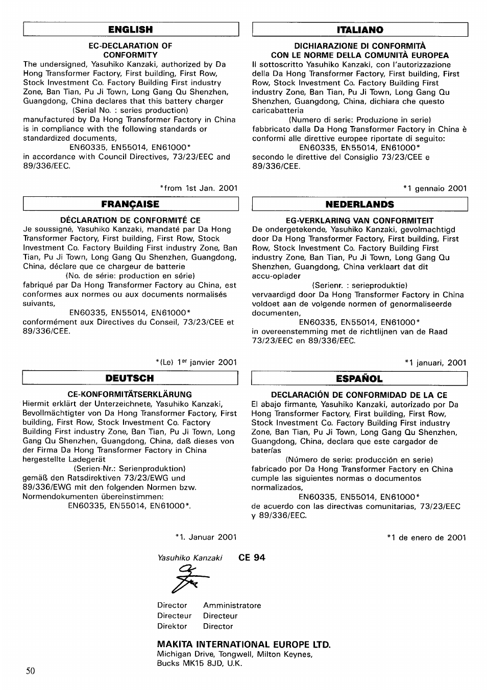 Makita 6702DW User Manual | Page 50 / 56