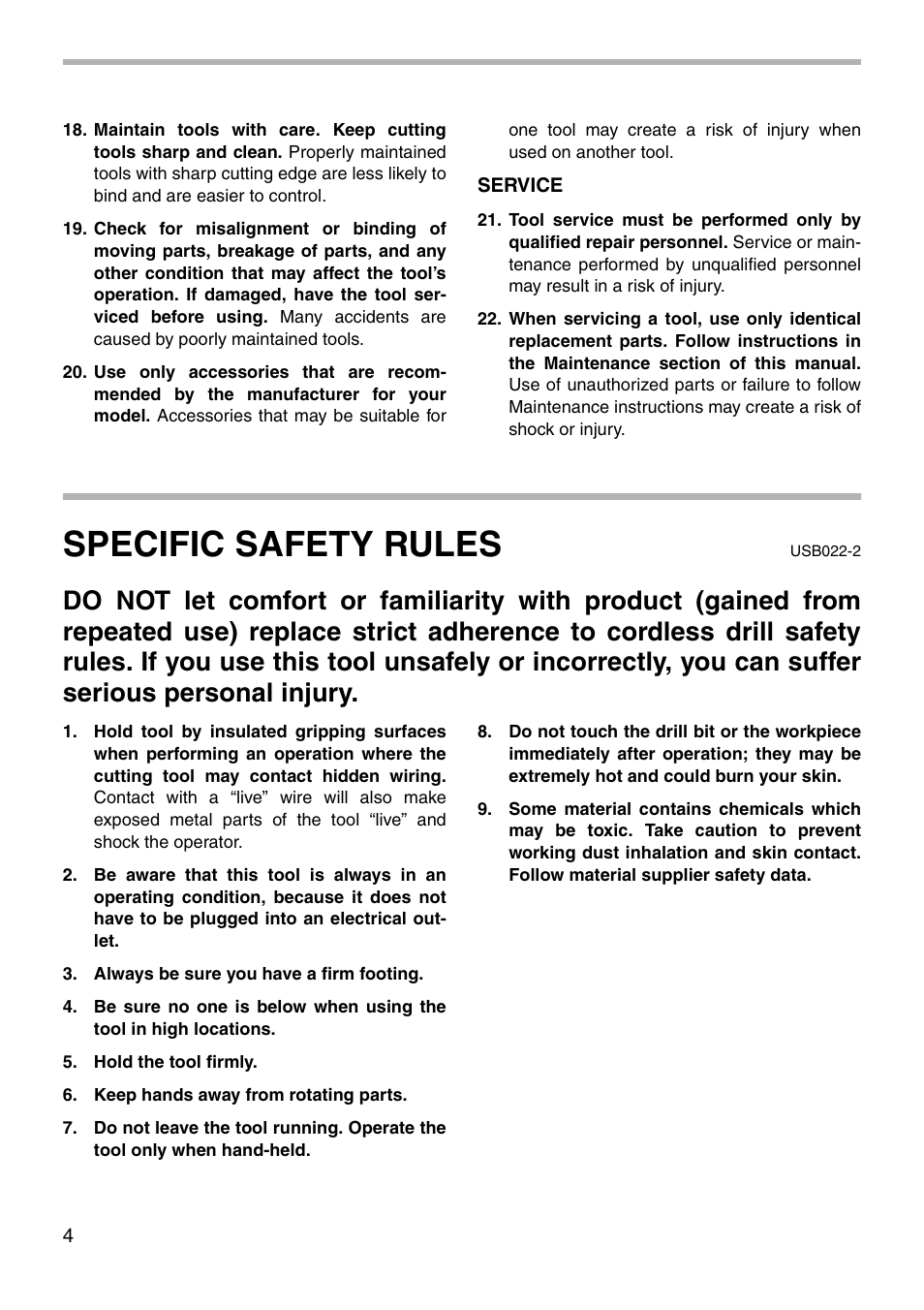 Specific safety rules | Makita 6227D User Manual | Page 4 / 20