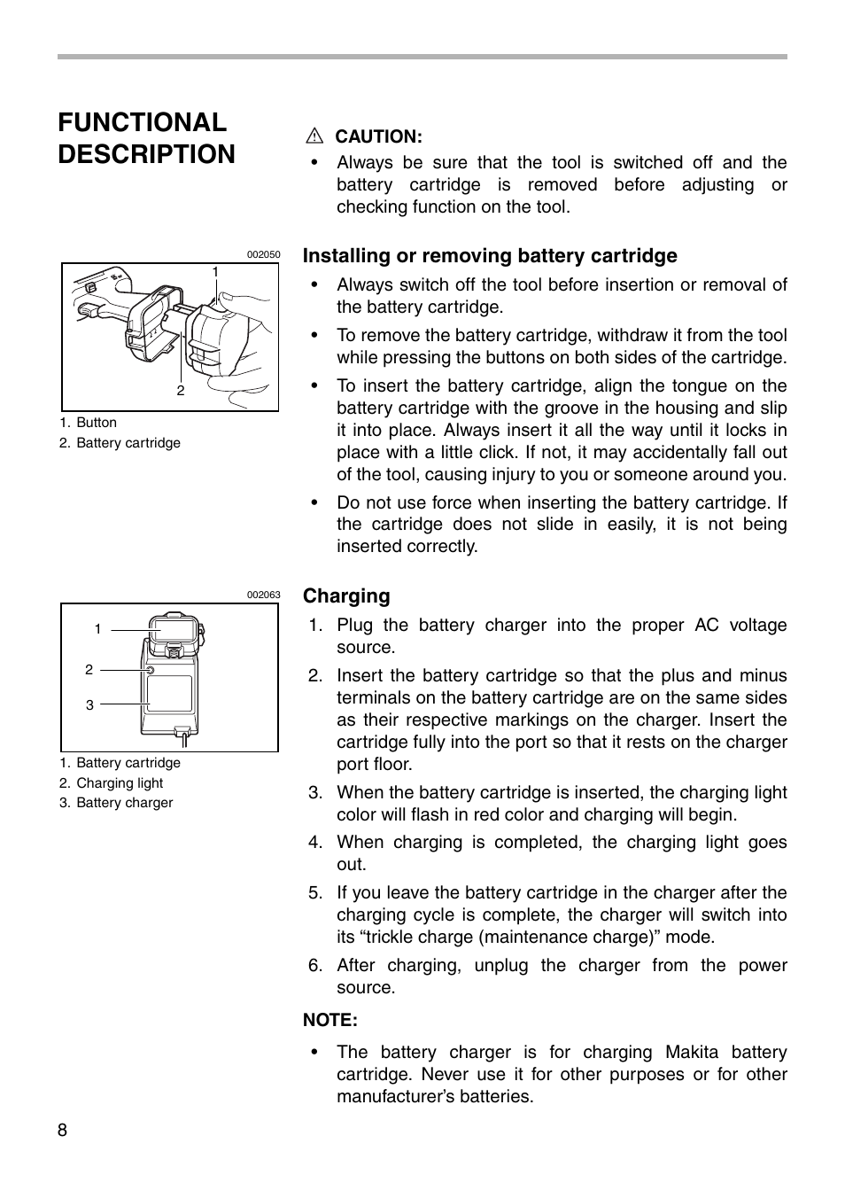 Functional description | Makita 6227D User Manual | Page 8 / 20