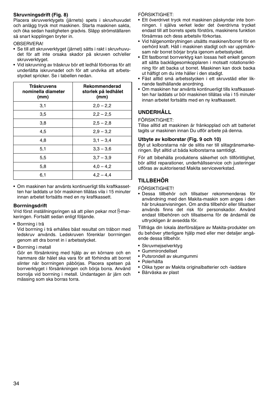 Makita 6333D User Manual | Page 34 / 48