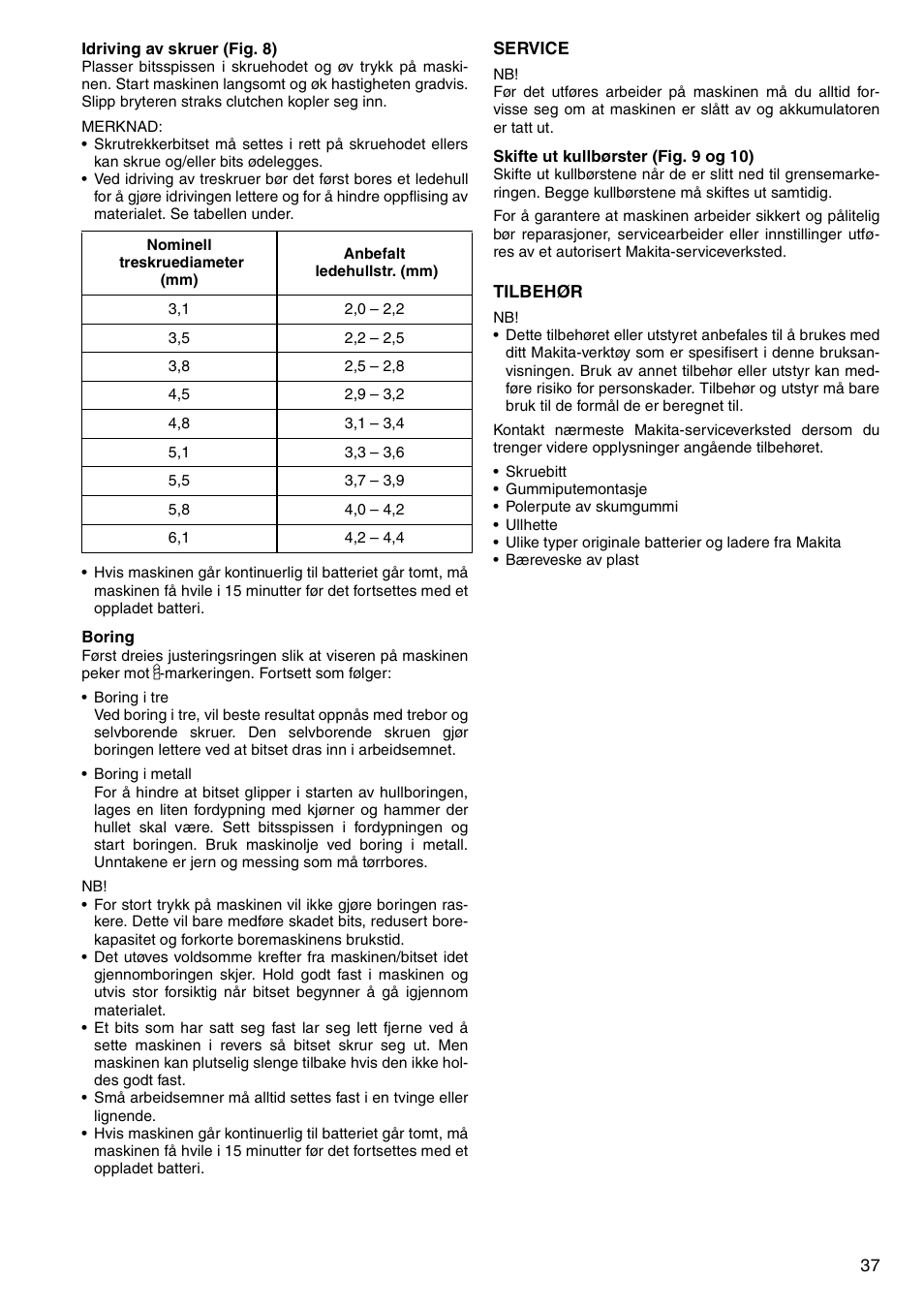 Makita 6333D User Manual | Page 37 / 48