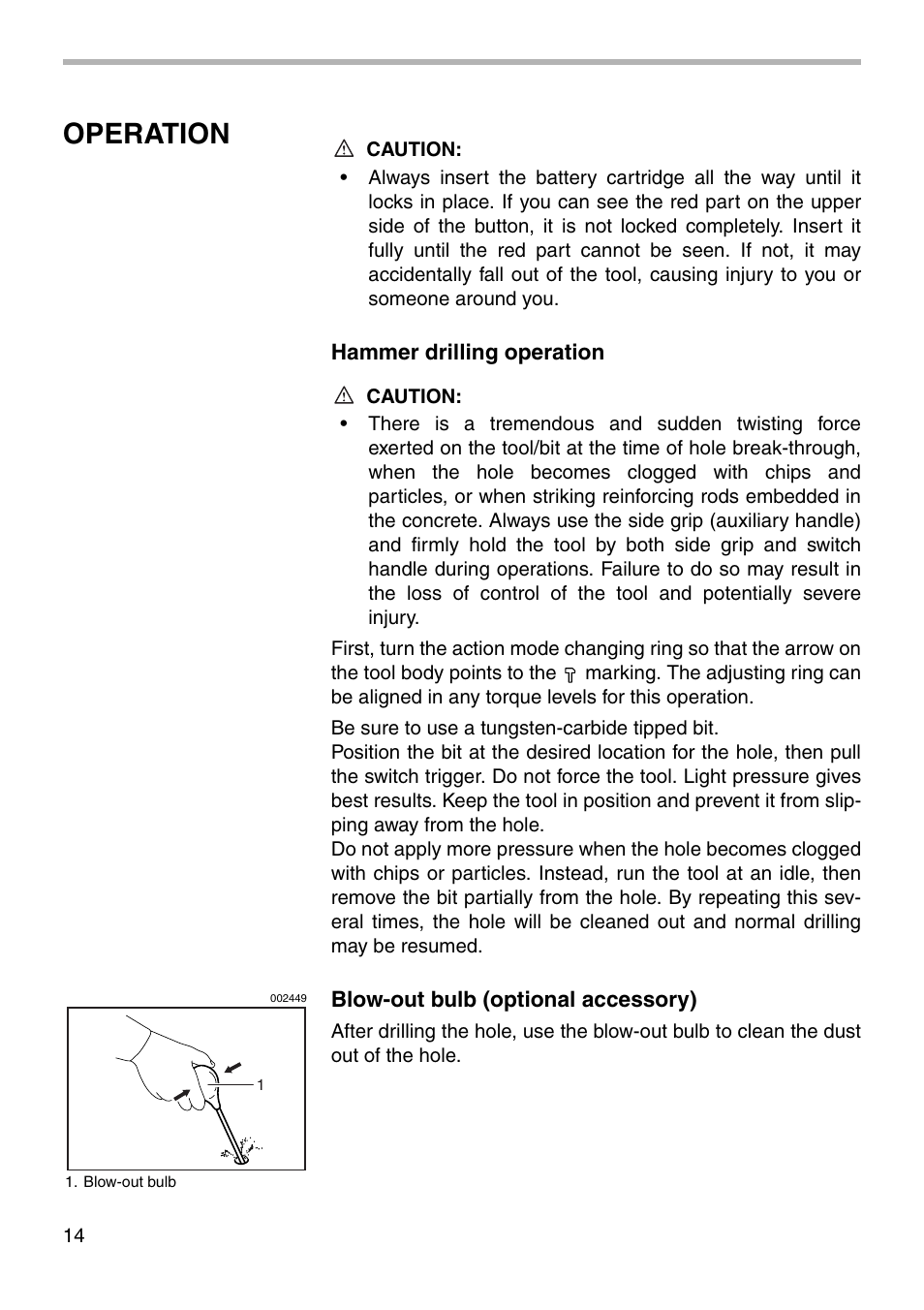 Operation | Makita BHP460 User Manual | Page 14 / 24