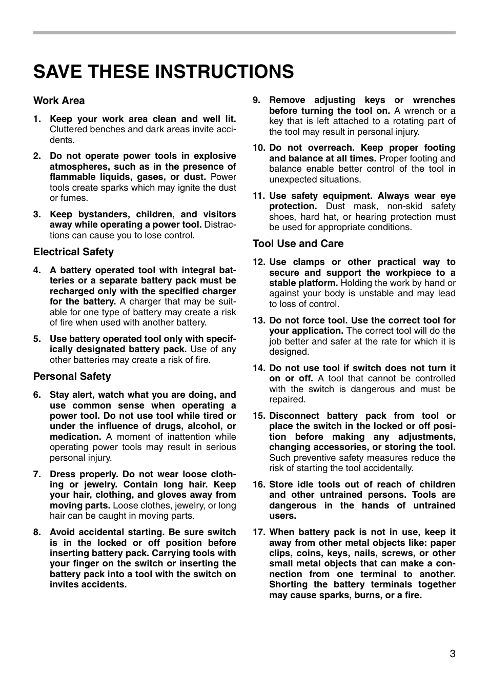 Save these instructions | Makita BHP460 User Manual | Page 3 / 24