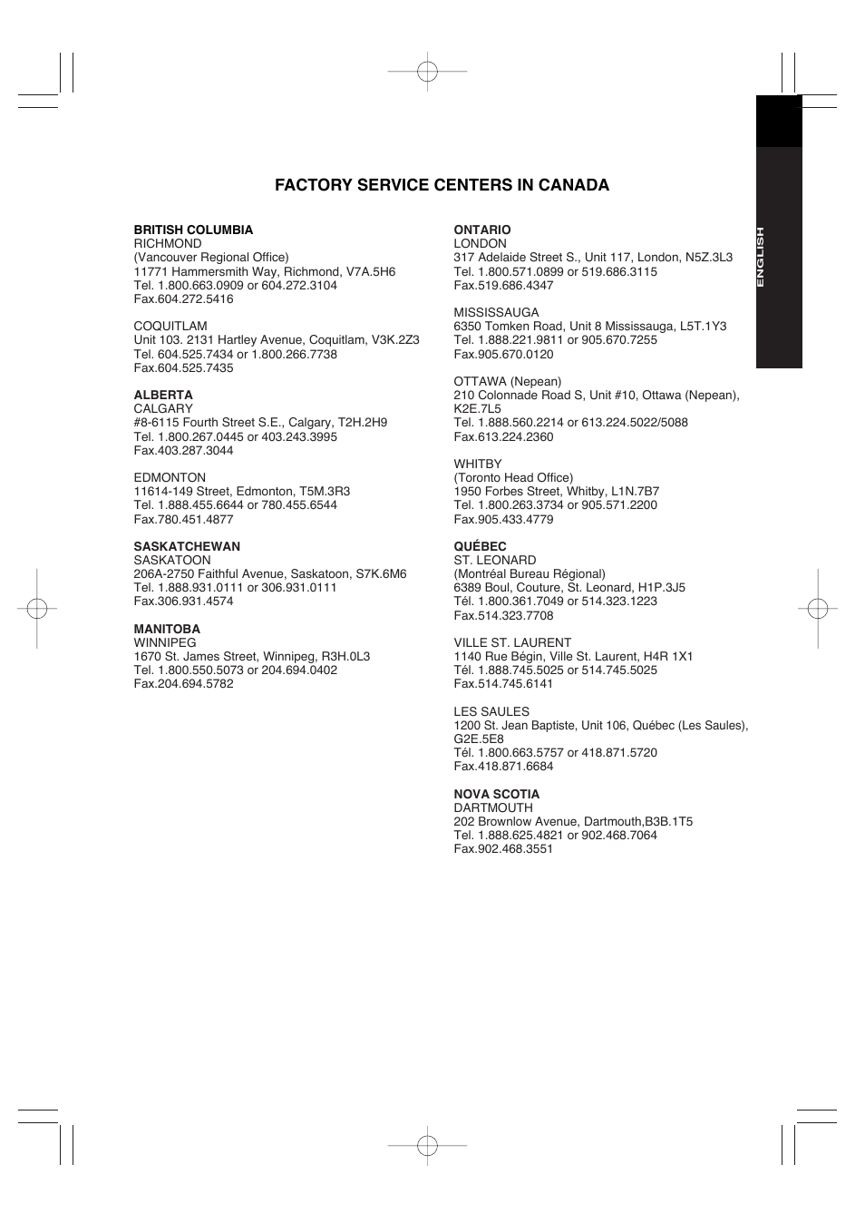 Factory service centers in canada | Makita EW220R User Manual | Page 10 / 41