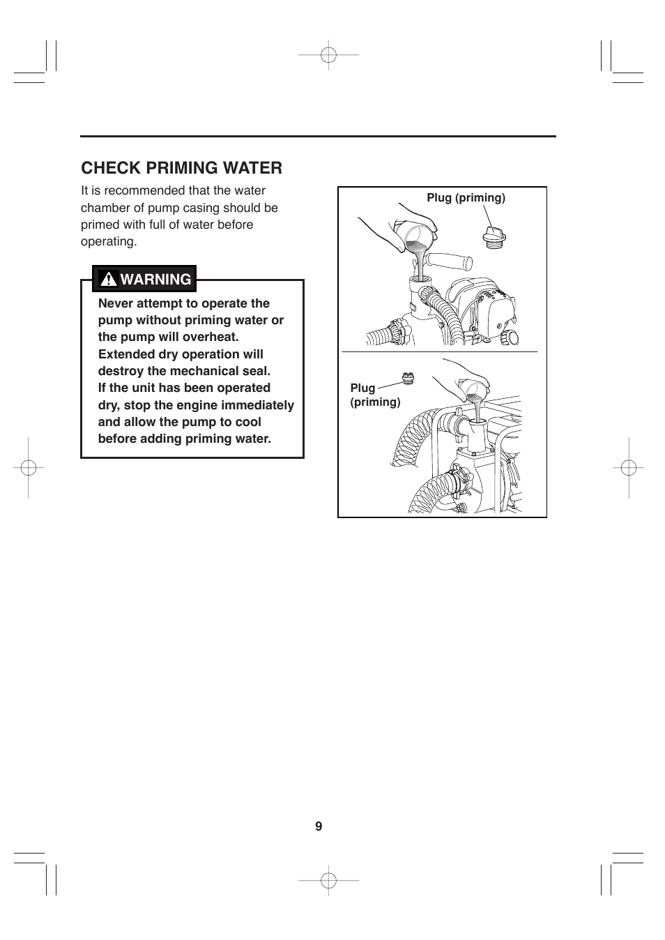 Check priming water | Makita EW220R User Manual | Page 20 / 41