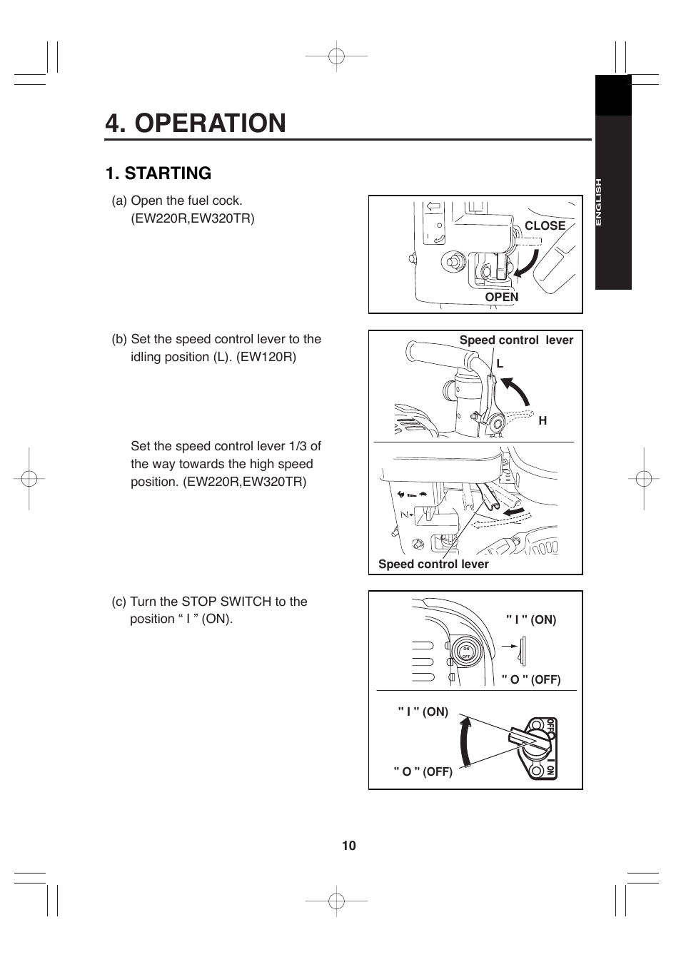 Operation, Starting | Makita EW220R User Manual | Page 21 / 41