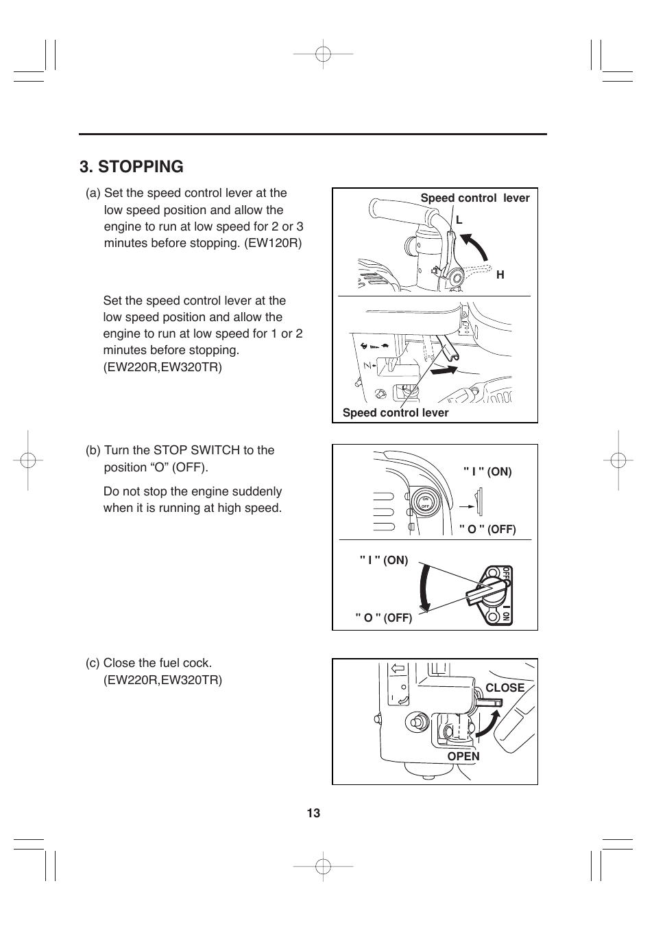 Stopping | Makita EW220R User Manual | Page 24 / 41