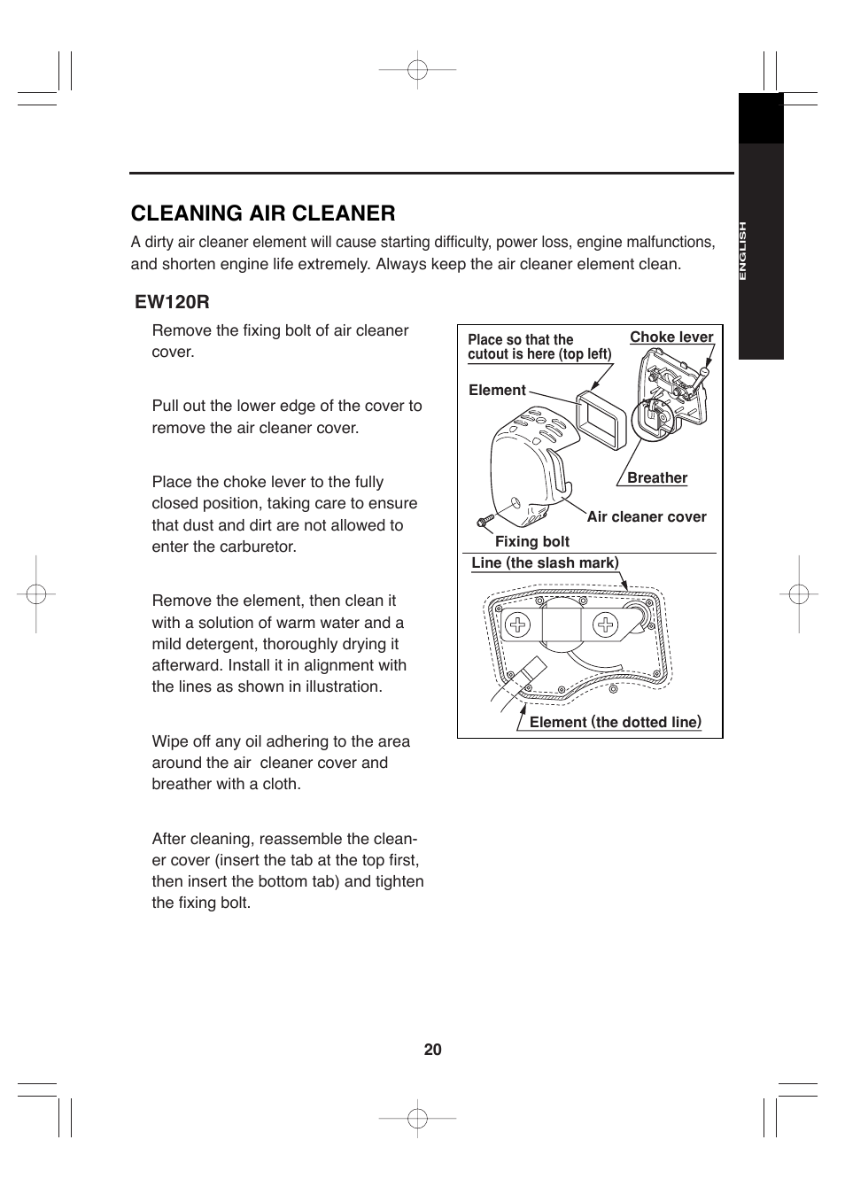 Cleaning air cleaner, Ew120r | Makita EW220R User Manual | Page 31 / 41