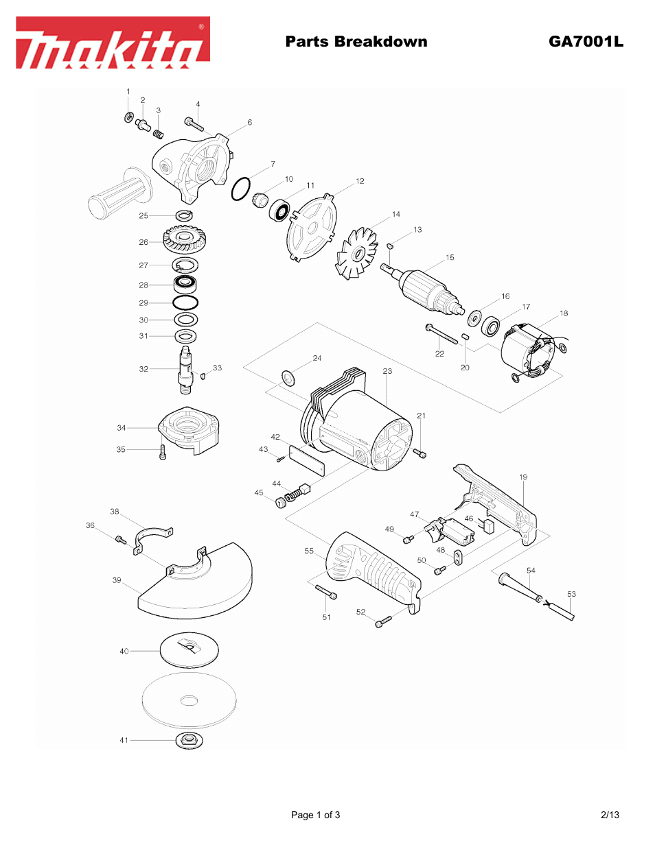 Makita GA7001 User Manual | 3 pages