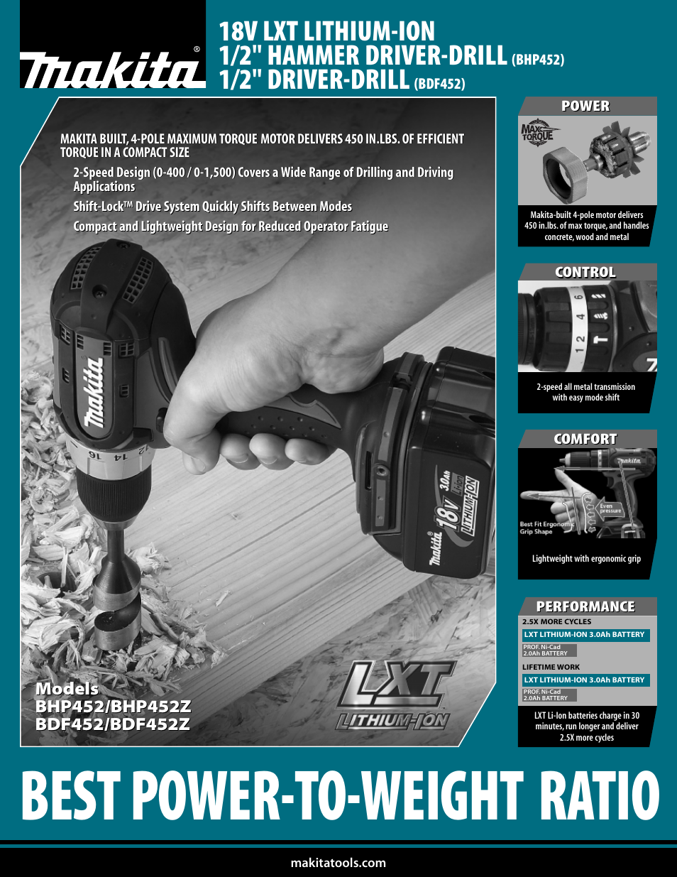 Makita LXT BHP452Z User Manual | 2 pages