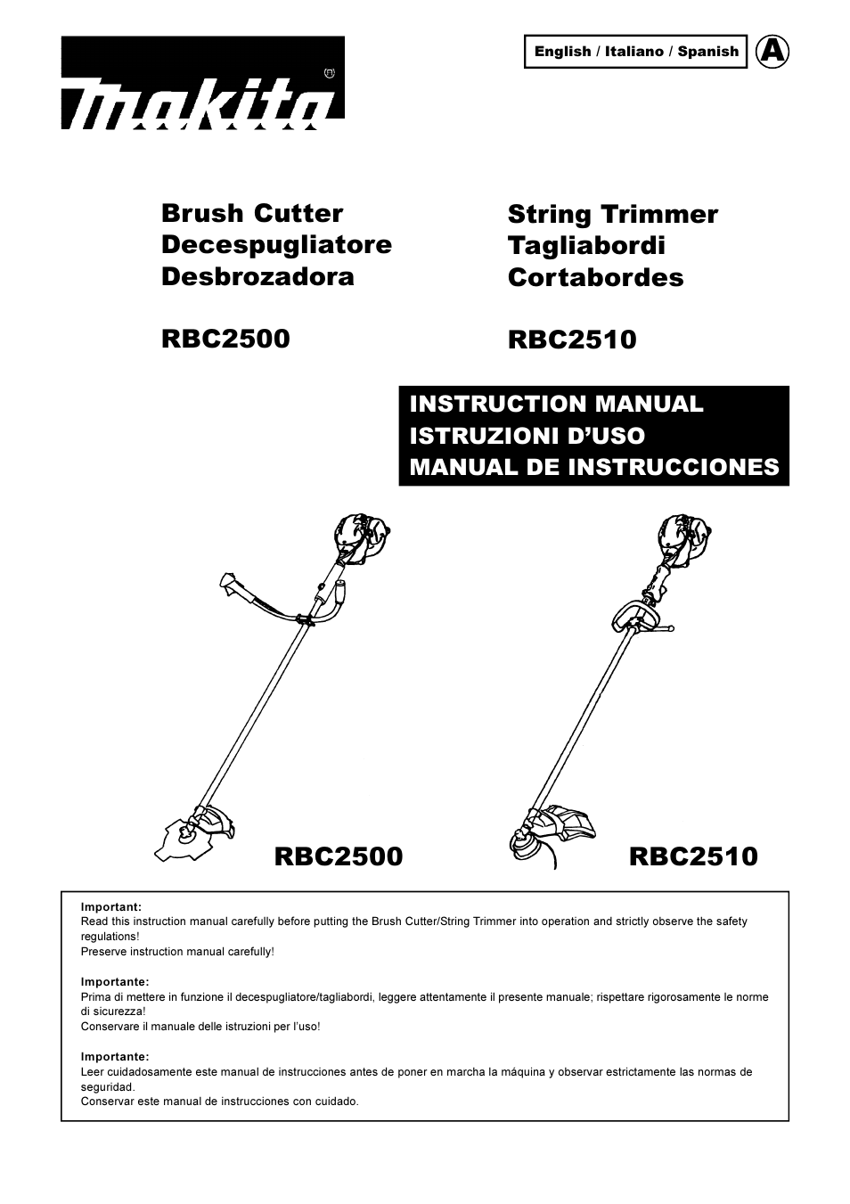 Makita RBC2510 User Manual | 19 pages