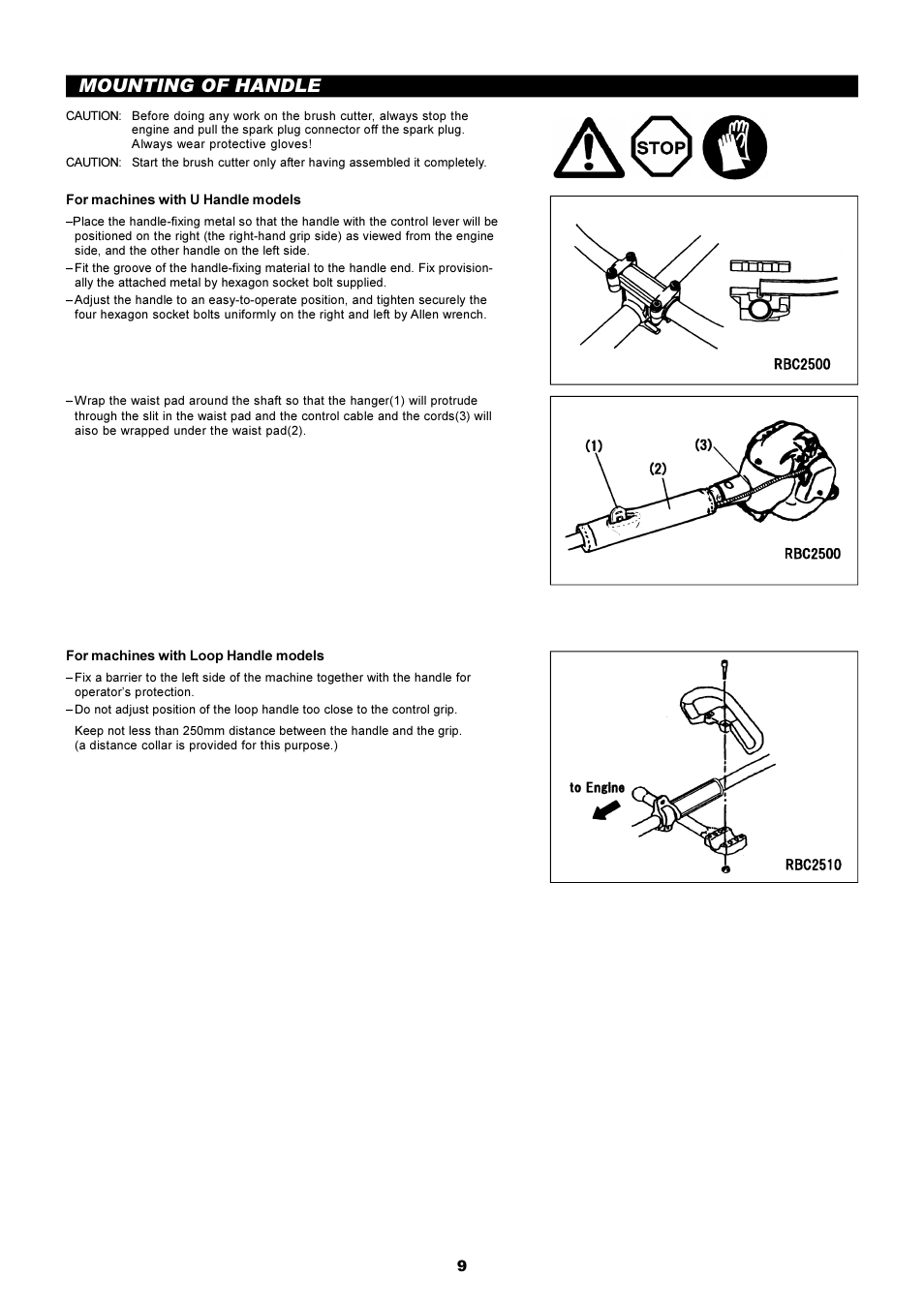 Mounting of handle | Makita RBC2510 User Manual | Page 10 / 19