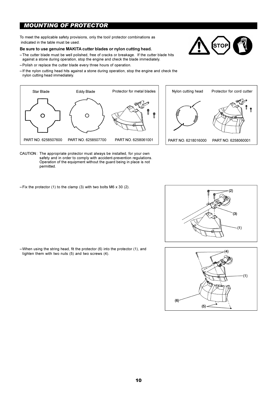 Mounting of protector | Makita RBC2510 User Manual | Page 11 / 19