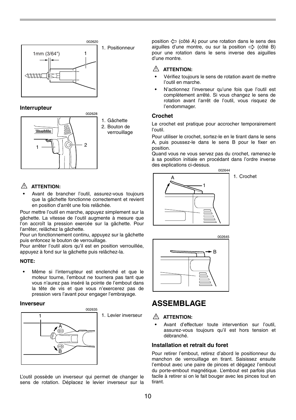 Assemblage | Makita 6823 User Manual | Page 10 / 20
