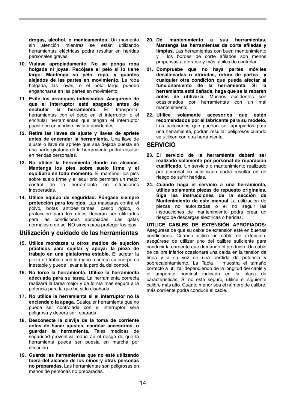 Utilización y cuidado de las herramientas, Servicio | Makita 6823 User Manual | Page 14 / 20