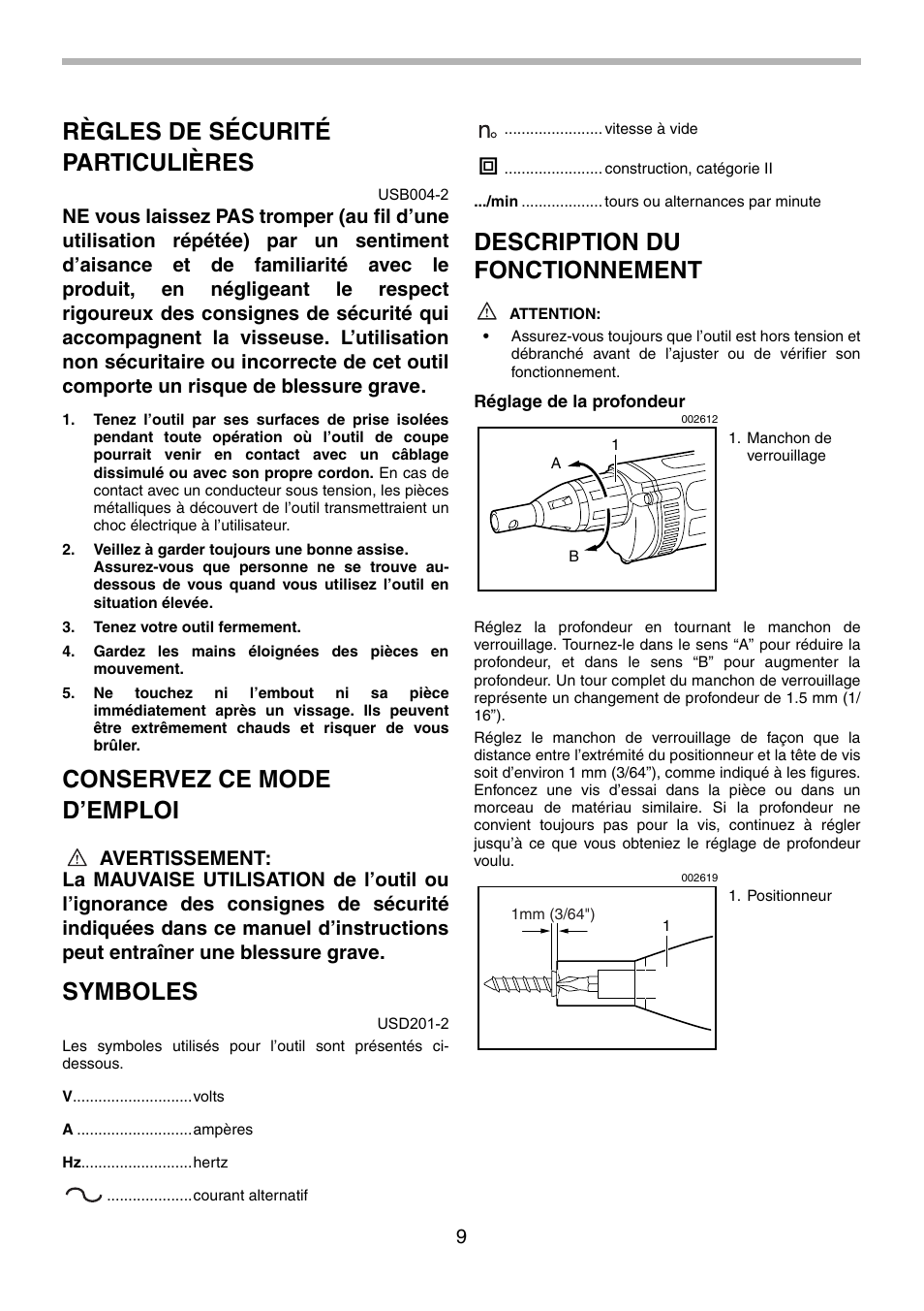 Règles de sécurité particulières, Conservez ce mode d’emploi, Symboles | Description du fonctionnement | Makita 6823 User Manual | Page 9 / 20