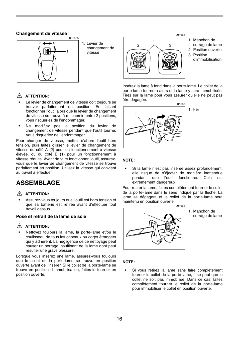 Assemblage | Makita BJR240 User Manual | Page 16 / 28