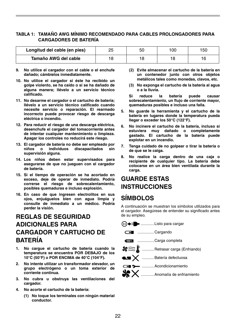 Guarde estas instrucciones símbolos | Makita BJR240 User Manual | Page 22 / 28