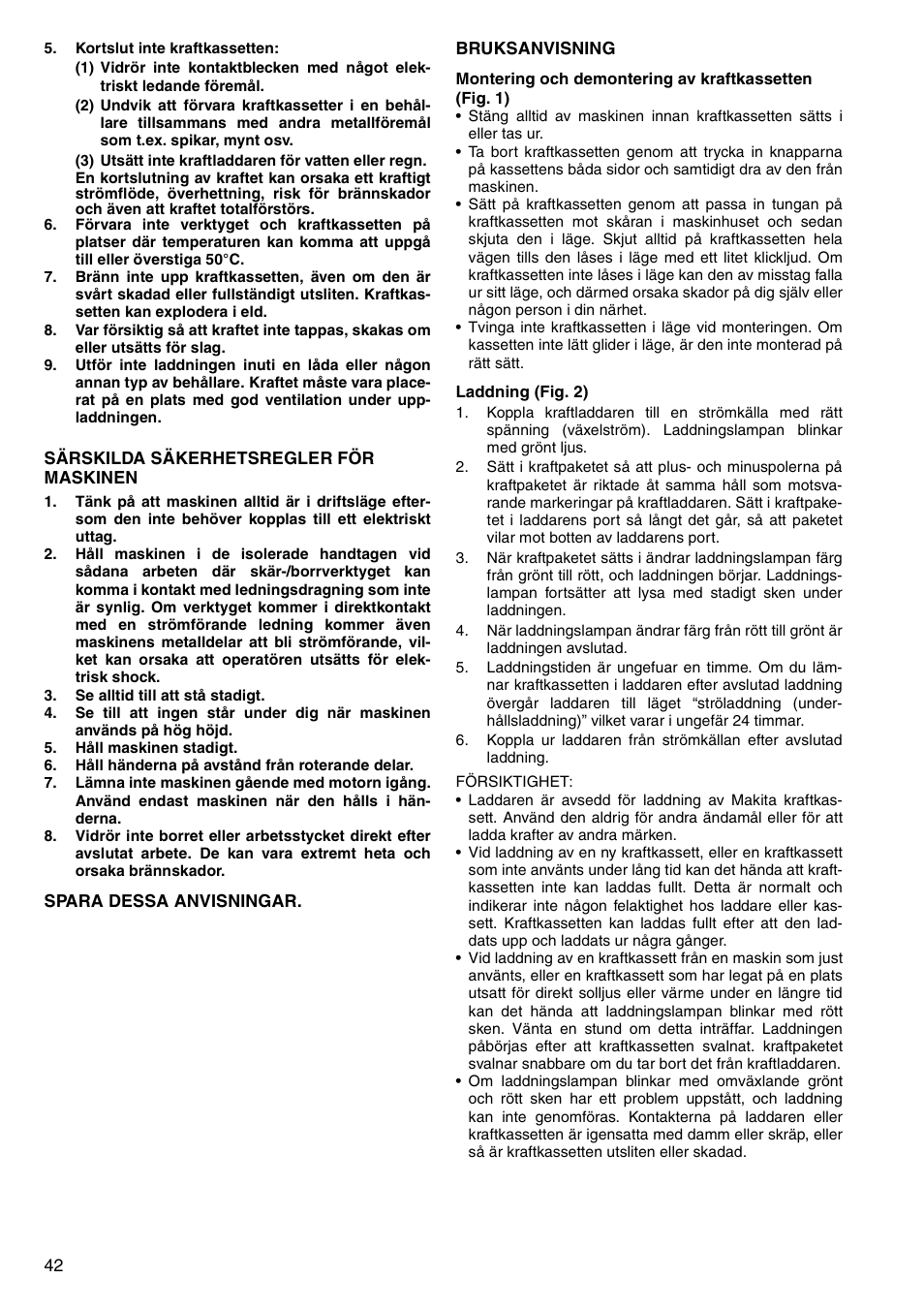 Makita 6347D User Manual | Page 42 / 68