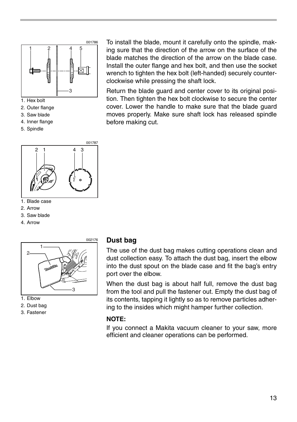 Dust bag | Makita LS1011N User Manual | Page 13 / 32