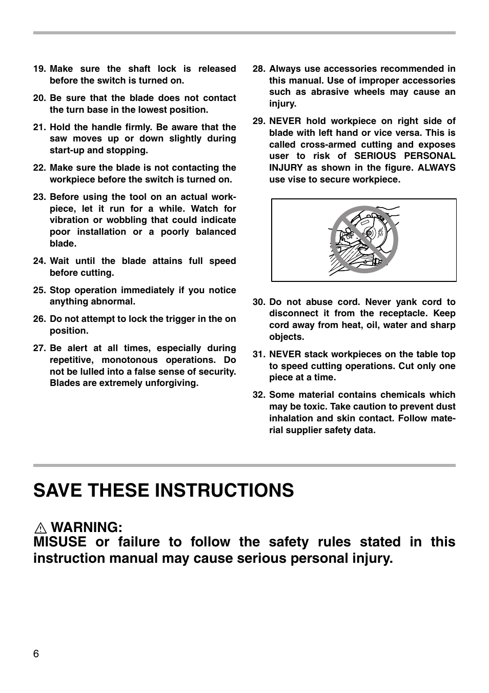 Save these instructions | Makita LS1011N User Manual | Page 6 / 32