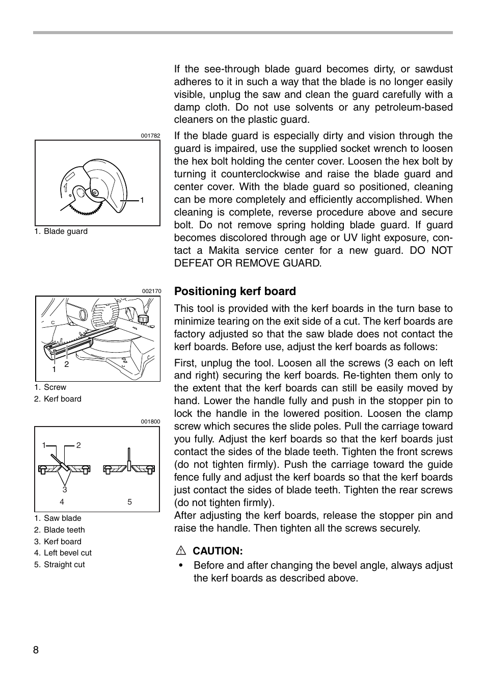 Positioning kerf board | Makita LS1011N User Manual | Page 8 / 32