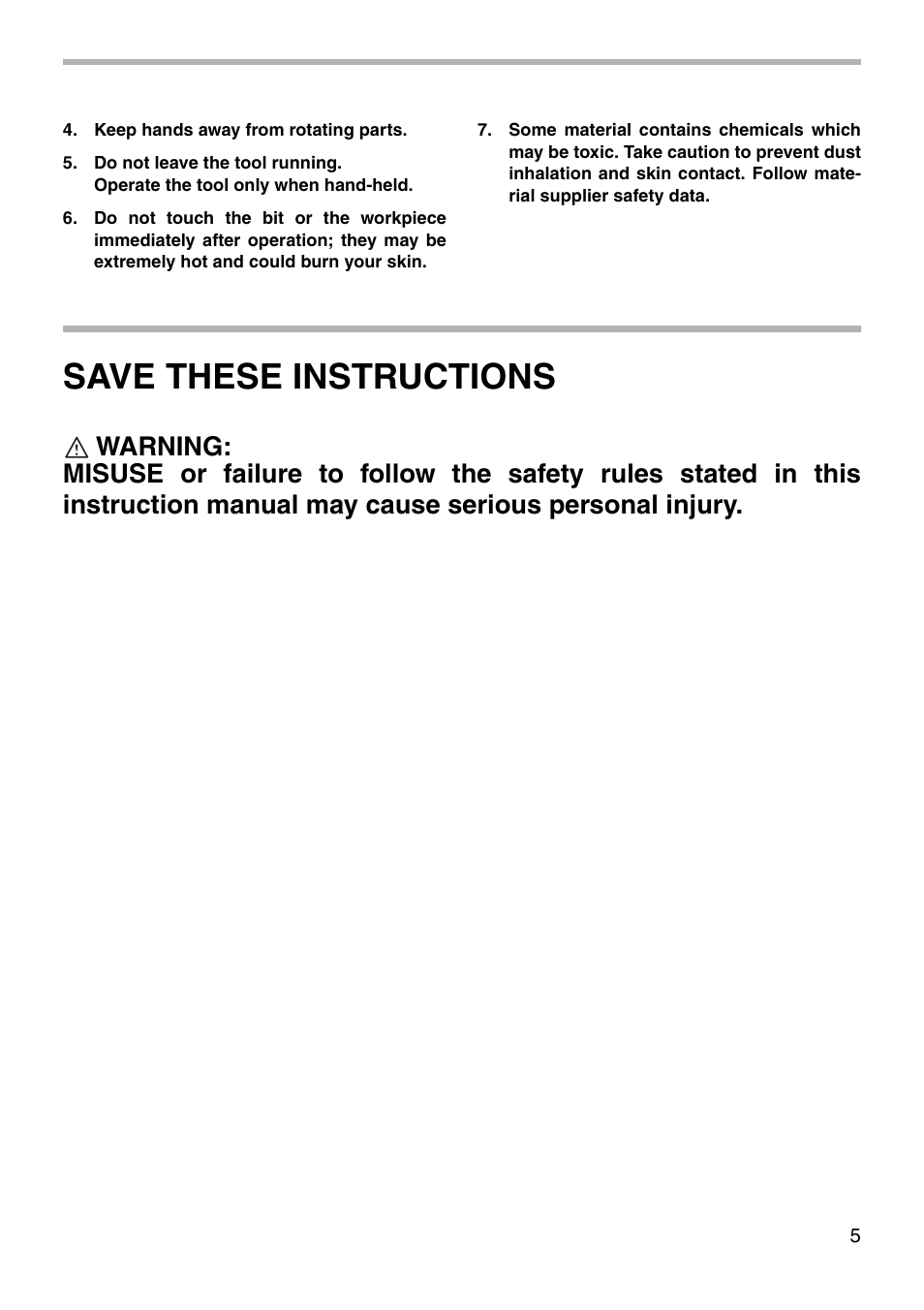 Save these instructions | Makita HP2010N User Manual | Page 5 / 16