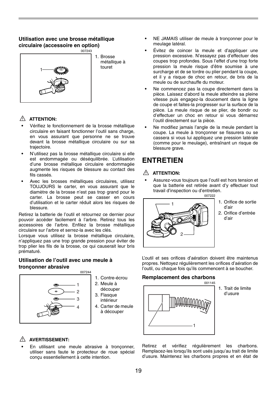 Entretien | Makita BGA452 User Manual | Page 19 / 36