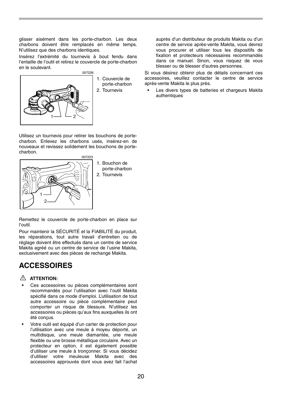 Accessoires | Makita BGA452 User Manual | Page 20 / 36
