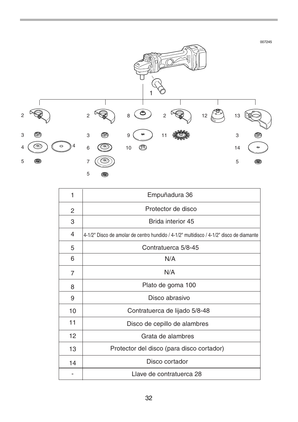 Makita BGA452 User Manual | Page 32 / 36