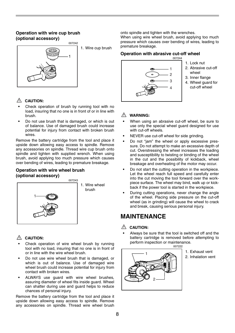 Maintenance | Makita BGA452 User Manual | Page 8 / 36