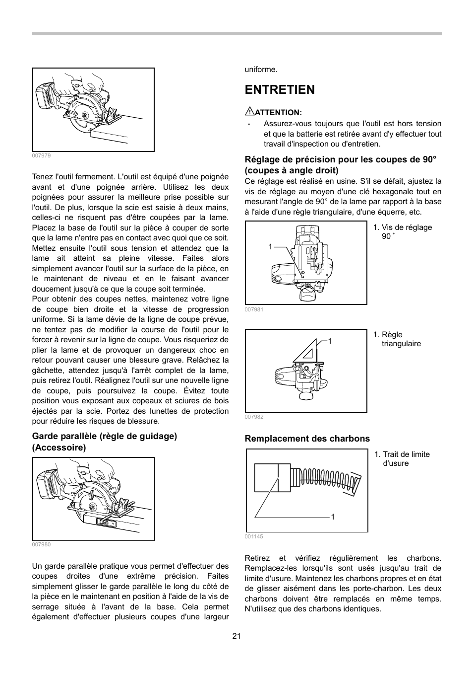 Entretien | Makita BSS500 User Manual | Page 21 / 36