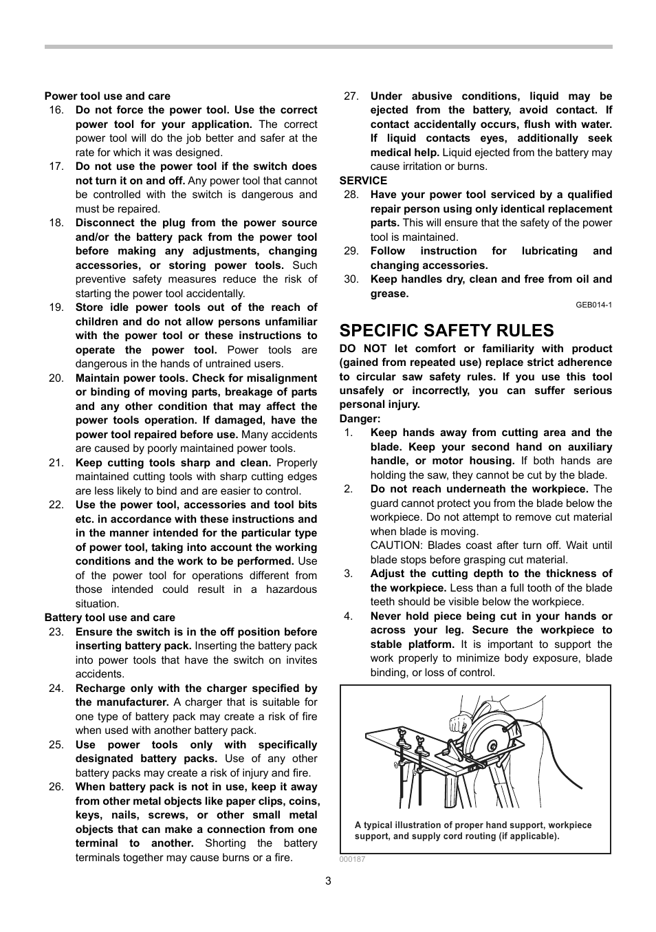 Specific safety rules | Makita BSS500 User Manual | Page 3 / 36