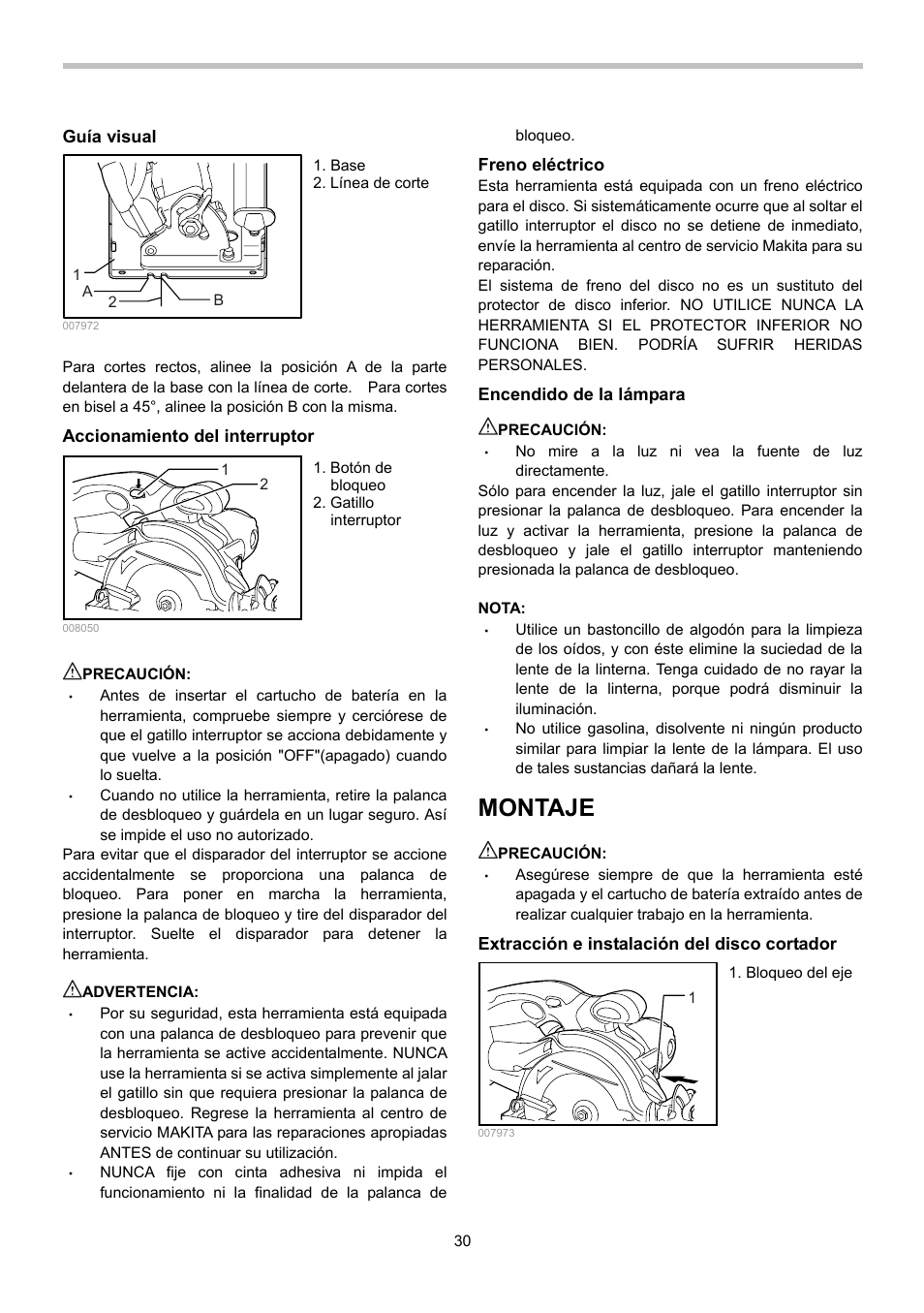 Montaje | Makita BSS500 User Manual | Page 30 / 36