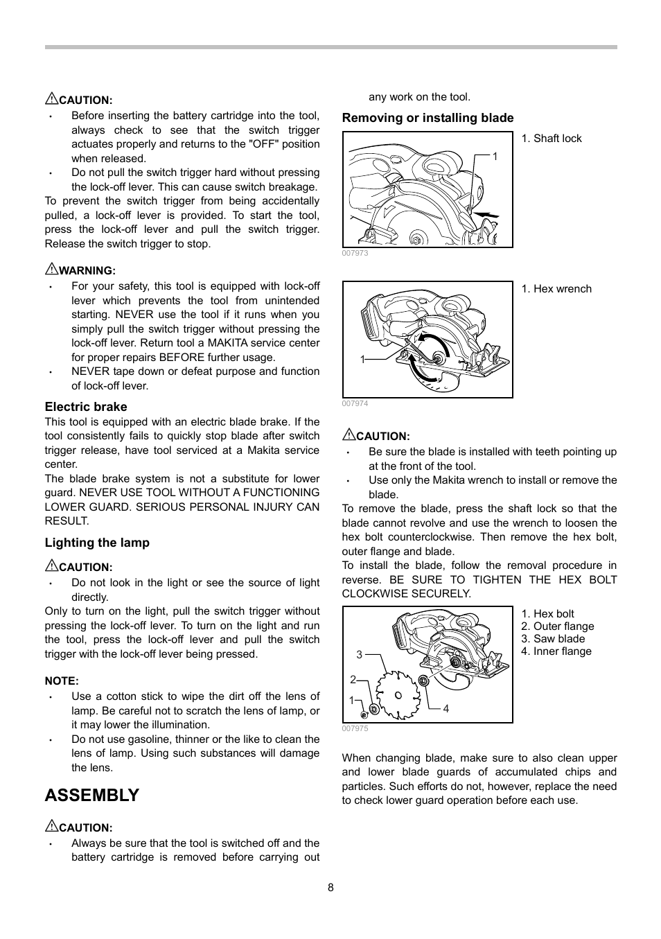 Assembly | Makita BSS500 User Manual | Page 8 / 36